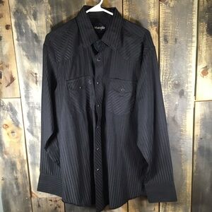 Wrangler black pearl snap button western shirt men’s size large